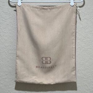 Beautifect Drawstring Pouch Dust Bag Soft Beige Storage Dual Cord 13.5 x 17 inch